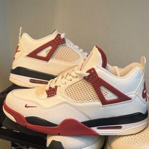 Jordan 4 Nigel 2026 White and Red Sneakers
